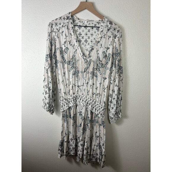 Poupette St. Barth Ilona Printed Mini Dress Black Parrot Medium Coastal Resort - Picture 3 of 7